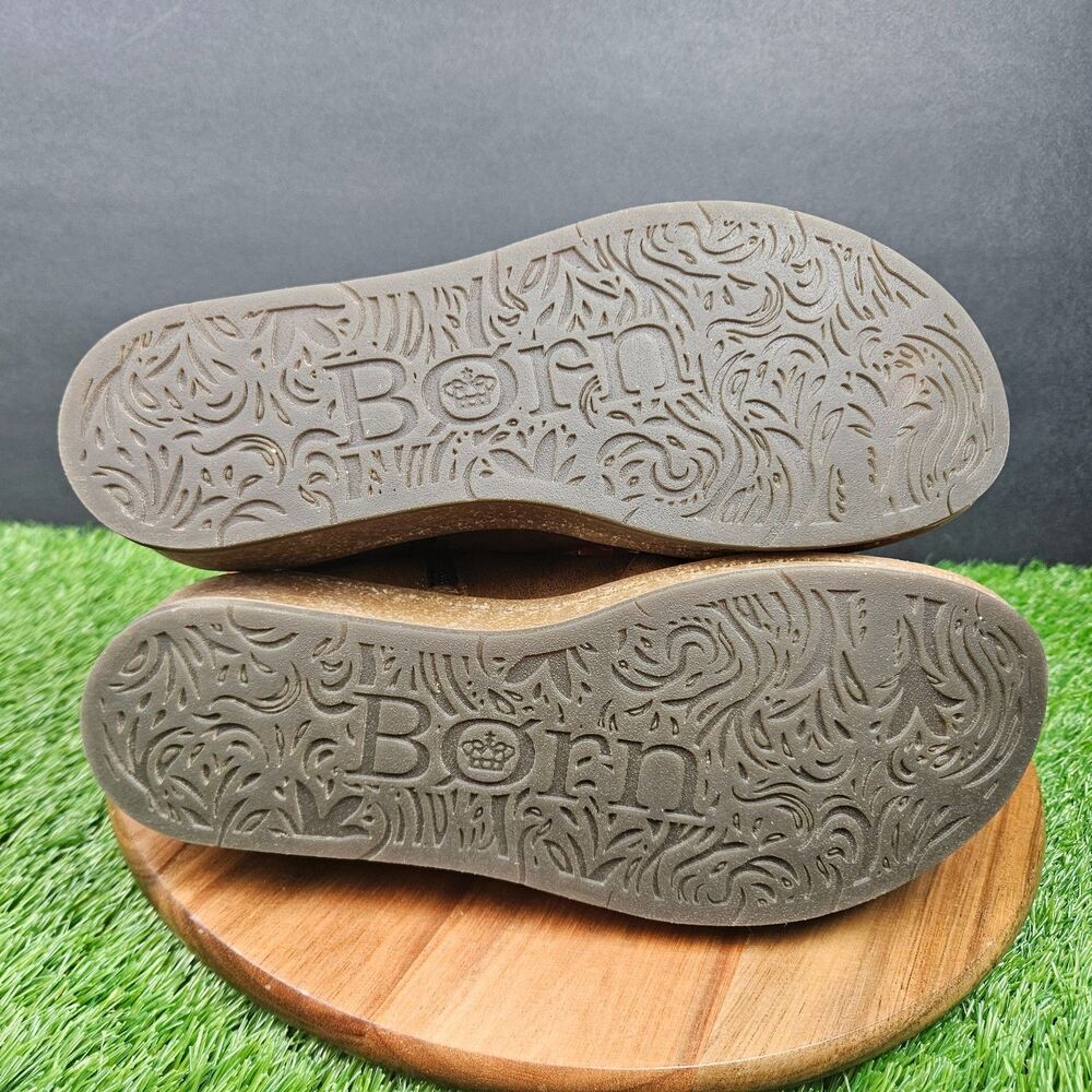 Born Viana Boots Womens Size 9.5 Brown Suede Wedge Ankle Zip Comfortable Shoes - Picture 10 of 11